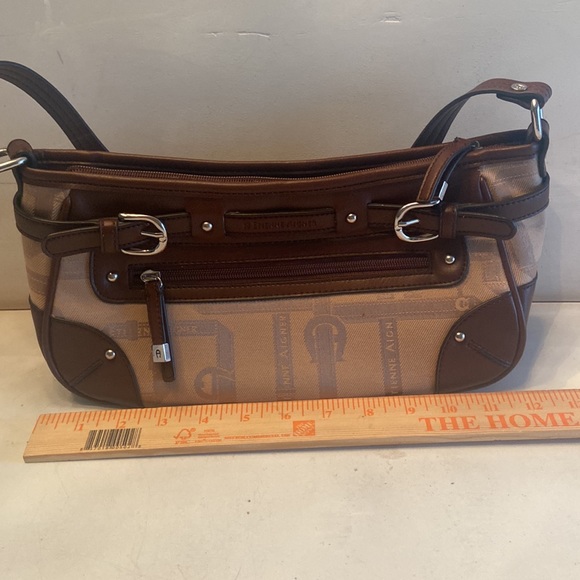 Etienne Aigner brown tan 90’s Y2K east west shoulder bag silver tone hardware - Picture 10 of 16